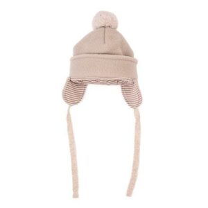Vlnka Dětská čepice s bambulí Béžová Vlnka manufacture s.r.o.