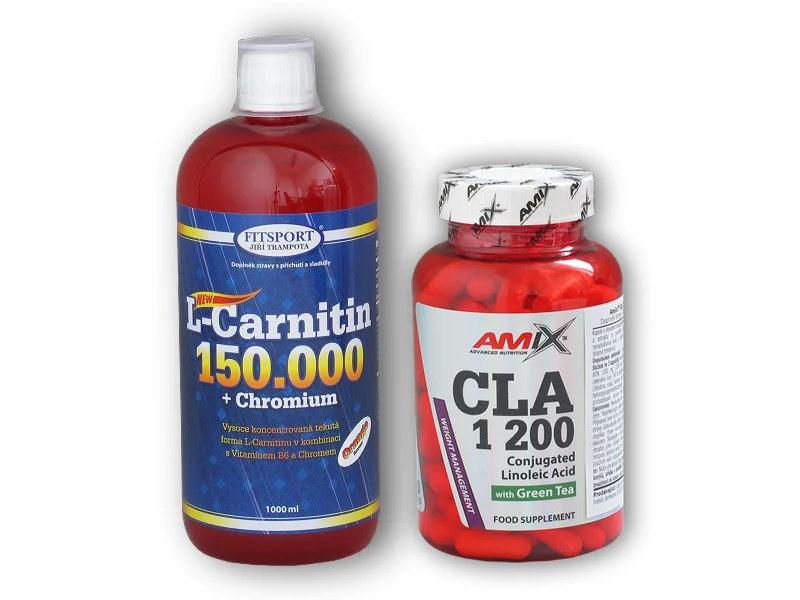 Fitsport L-Carnitin 150000 + Chrom.1l + CLA Green Tea 120caps Fitsport