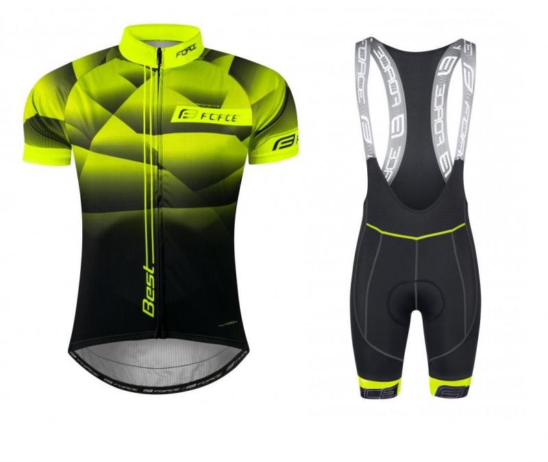 Force BEST fluo-černý dres + Force FAME černo-fluo cyklokalhoty FORCE