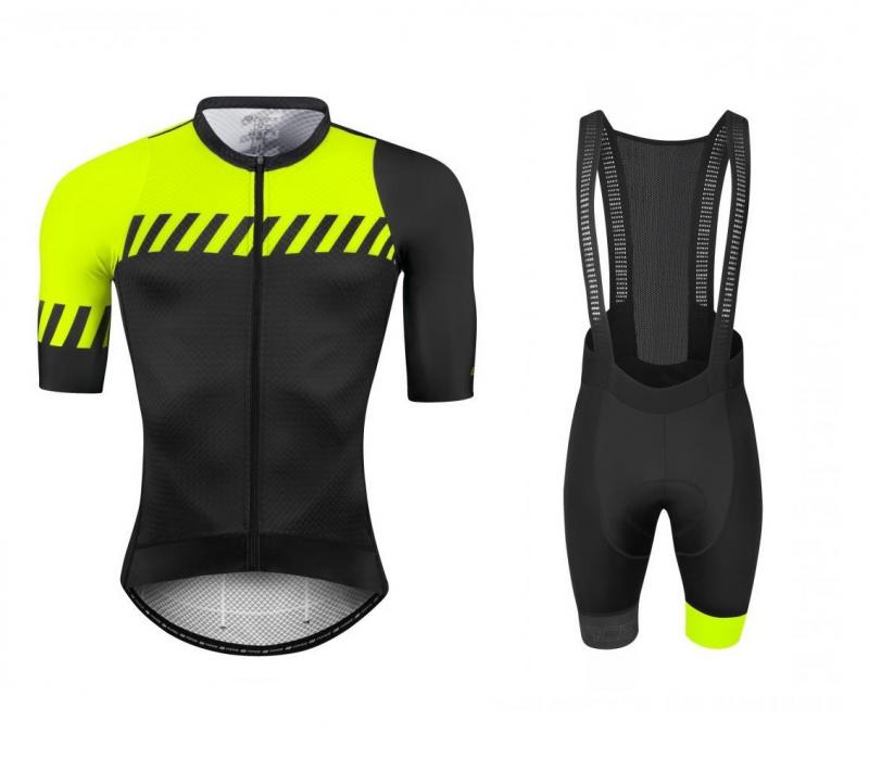 Force FASHION černo-fluo cyklodres + Force FASHION černo-fluo kalhoty FORCE