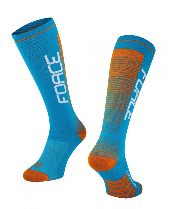Force Ponožky COMPRESS modro-oranžové FORCE