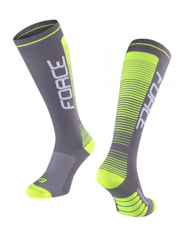 Force Ponožky COMPRESS šedo-fluo FORCE