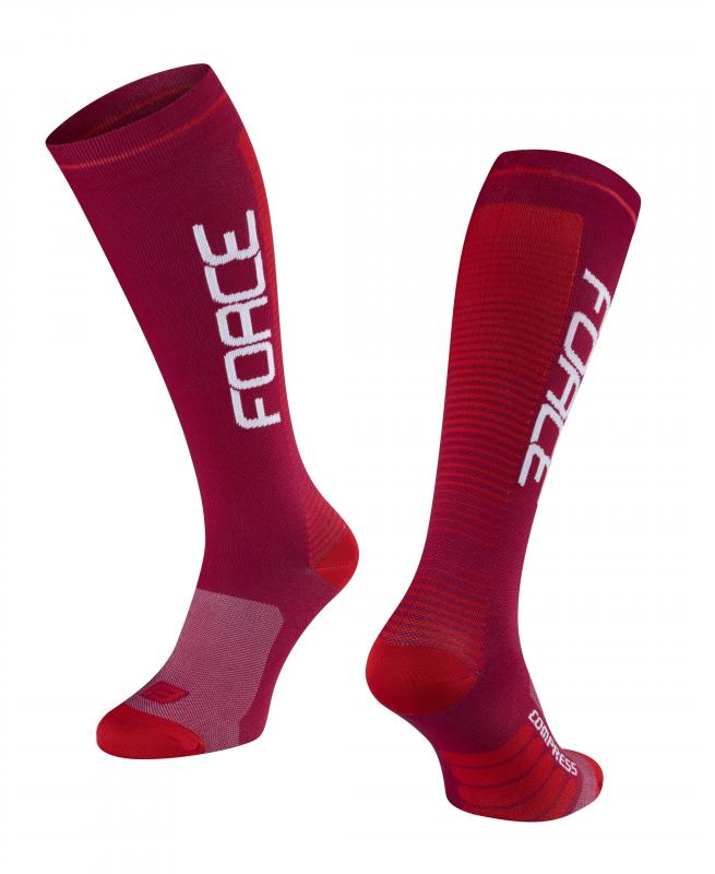 Force Ponožky COMPRESS bordo-červené FORCE