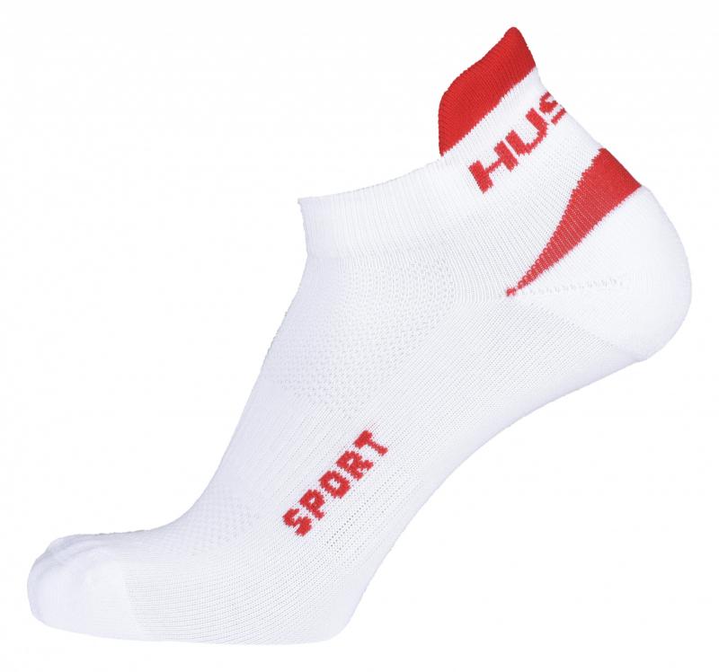 Husky Sport bílé/červené ponožky HUSKY