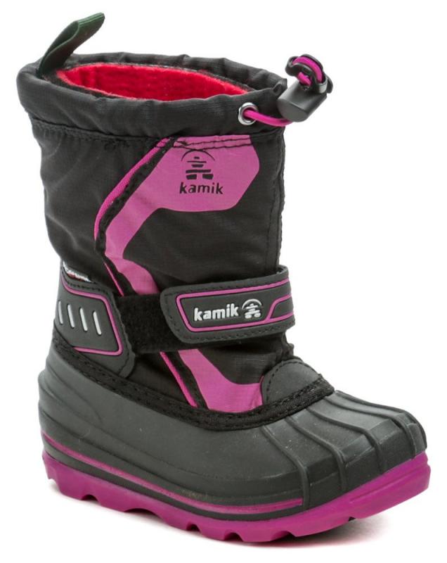 Kamik Snowcoast4 black magenta dětské zimní sněhule Kamik