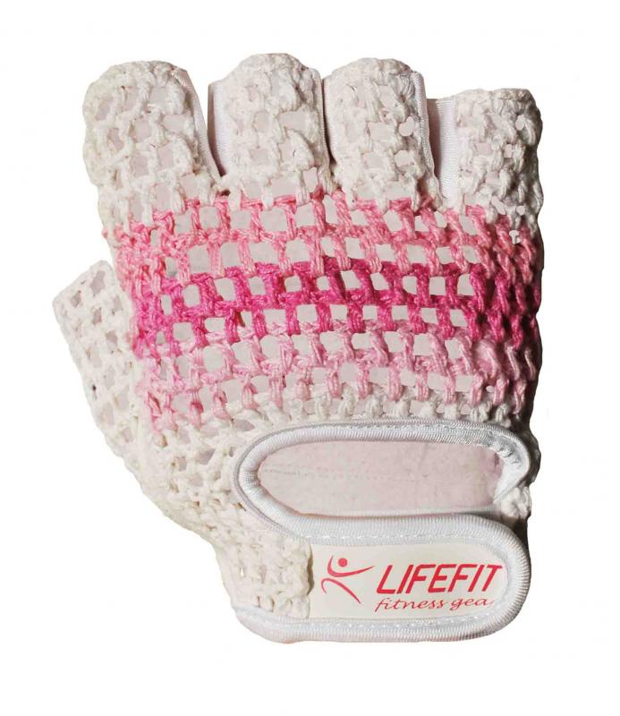Lifefit Fitnes rukavice Knit růžovo-bílé Lifefit