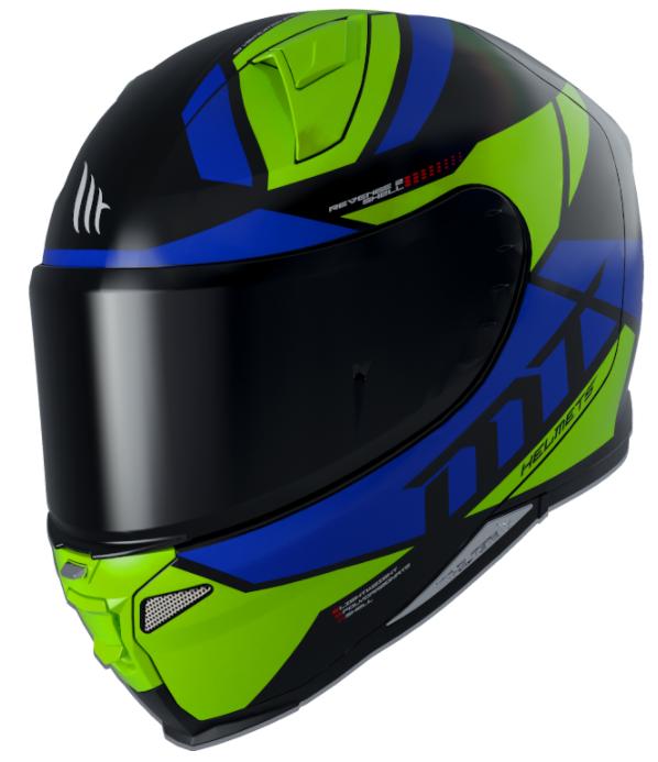 MT Helmets Integrální přilba na motorku Revenge 2 Scalpel zeleno-modro-černá + sleva 300