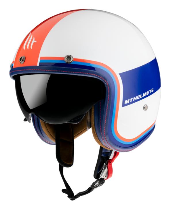 MT Helmets Otevřená přilba LeMans 2 SV Tant bílo-modro-červená + šátek Kilpi Mt Helmets
