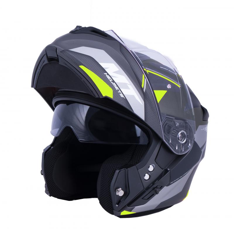 MT Helmets Vyklápěcí přilba na motorku Storm ST-ONE černo-šedo-fluo žlutá + sleva 300