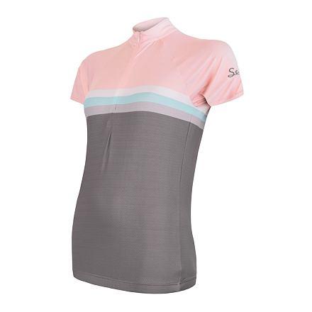 Sensor Cyklo Summer Stripe šedo/růžový dámský dres krátký rukáv Sensor