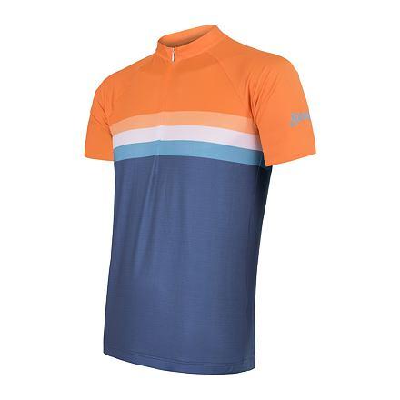 Sensor Cyklo Summer Stripe modro/oranžový pánský dres krátký rukáv Sensor