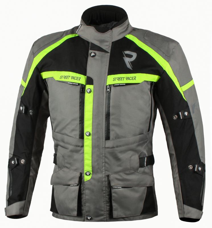 Street Racer Bunda na motorku Rocket šedo-černo-fluo žlutá + sleva 400