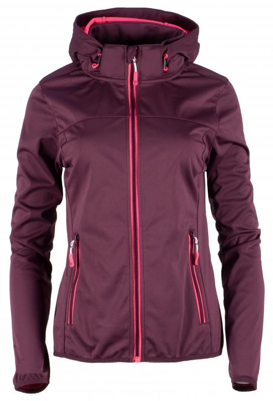 GTS 4013 L S0 - Dámská 3L softshell bunda s kapucí - plum GTS