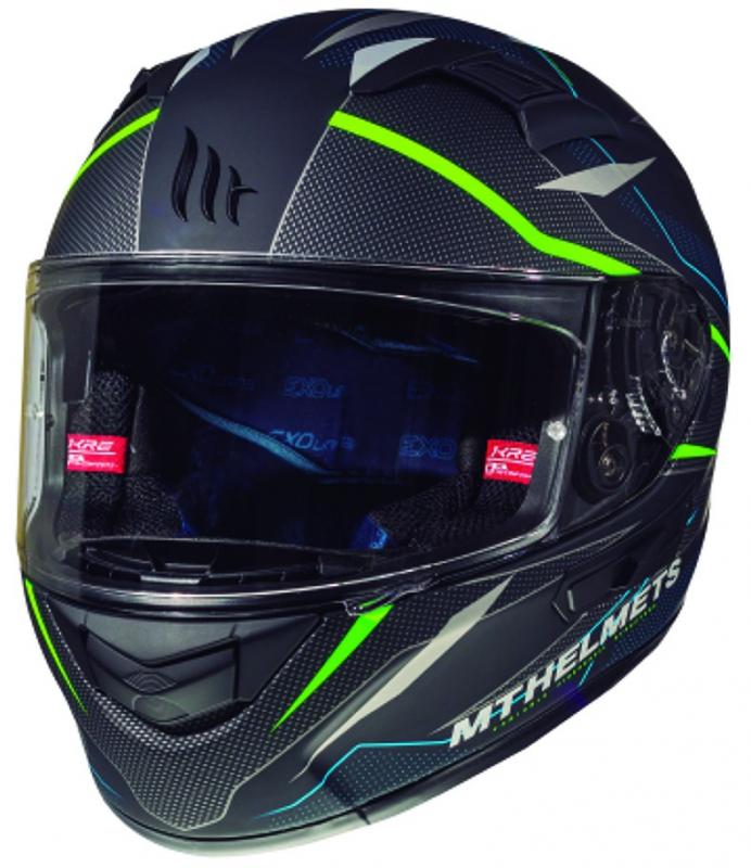 MT Helmets Kre Intrepid SV černá matná-fluo zelená Integrální přilba Mt Helmets