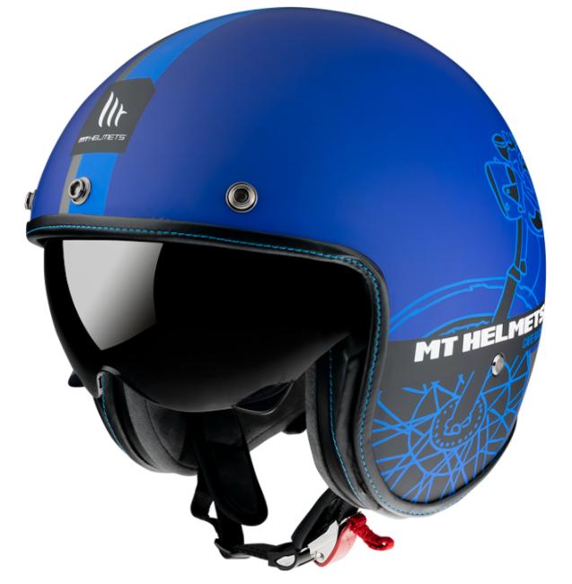 MT Helmets Otevřená přilba LeMans OF507SV LeMans 2 SV Cafe Racer modrá + šátek Kilpi Mt Helmets