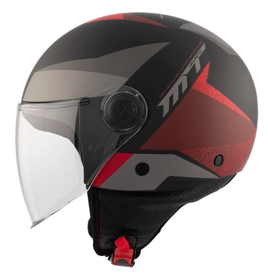 MT Helmets 0F501 Street Poke B5 Rojo černo-šedo-červená Mt Helmets