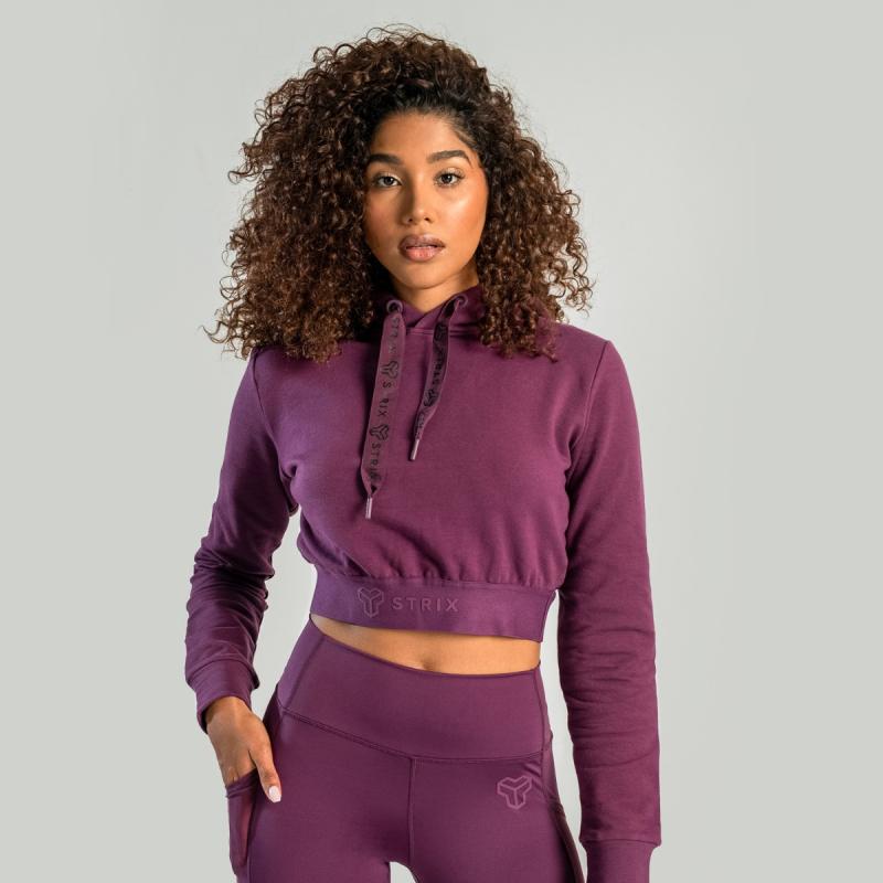 STRIX Dámská mikina Essential Cropped Hoodie Plum STRIX