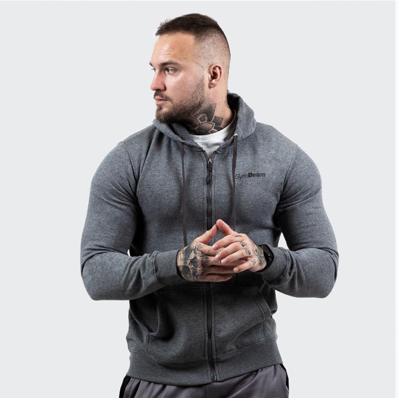 GymBeam Mikina Zipper Hoodie Grey Black GymBeam