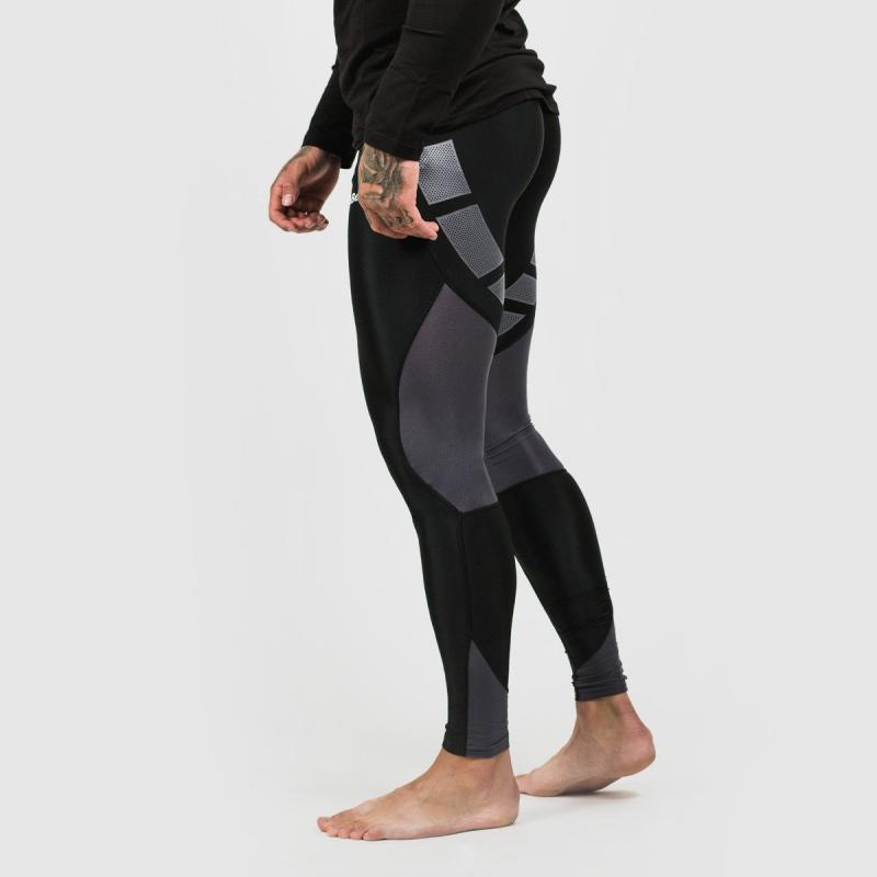 GymBeam pánské legíny Flex Tights Black Grey GymBeam