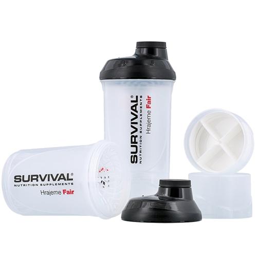 Survival Šejkr Survival transparentní se zásobníky 600ml Survival