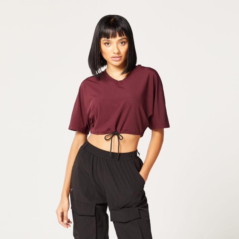 SQUATWOLF Dámské tričko Code Crop V Neck Red SQUATWOLF