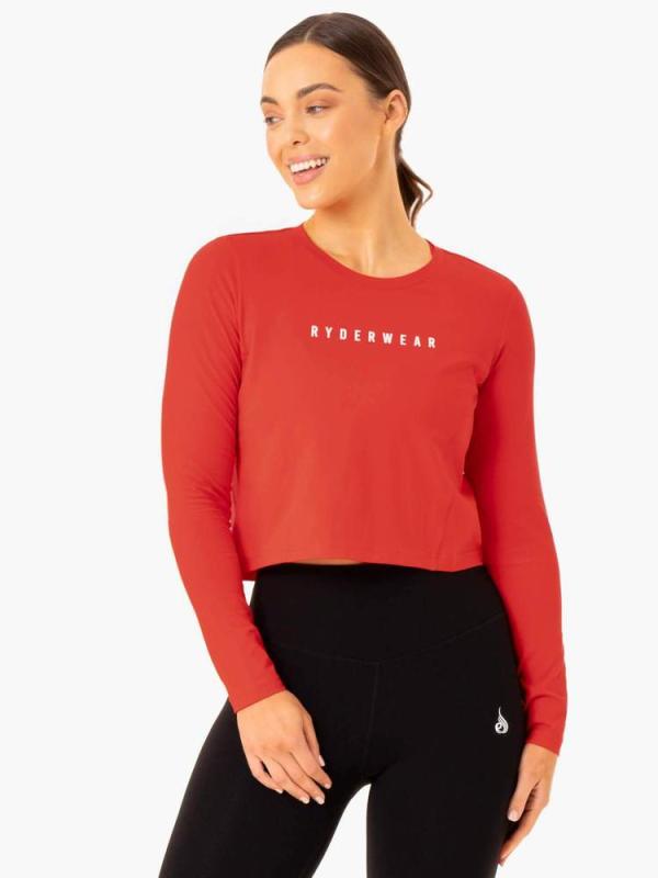 Ryderwear Dámské tričko s dlouhým rukávem Top Foundation červené Ryderwear