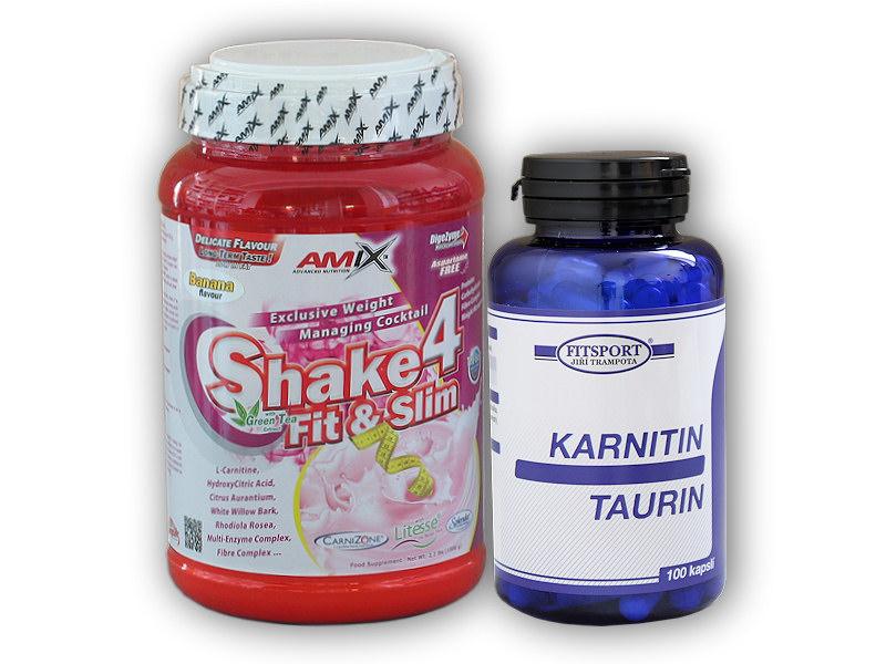 Fitsport Karnitin Taurin 100cps +Shake 4 fit Slim 1kg Fitsport