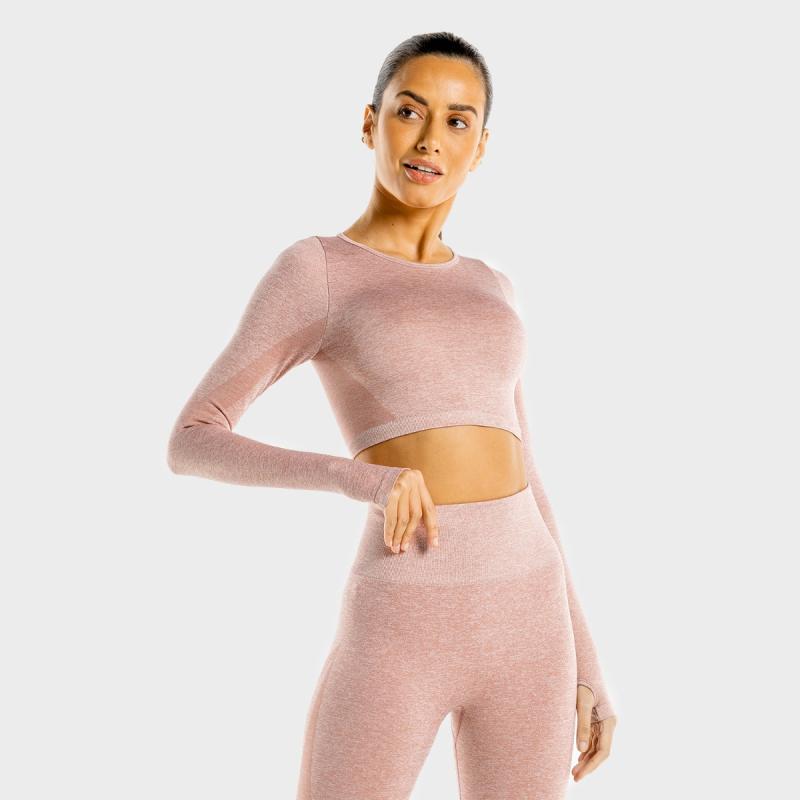 SQUATWOLF Sportovní Top Marl Seamless Crop Top Rose Gold SQUATWOLF