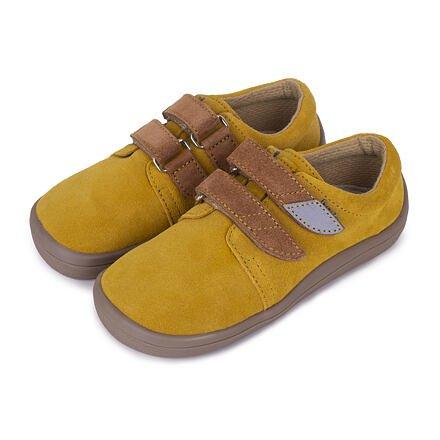 BEDA s.r.o. Dětské barefootové kožené tenisky na suchý zip Beda žlutá 24 BEDA s.r.o.