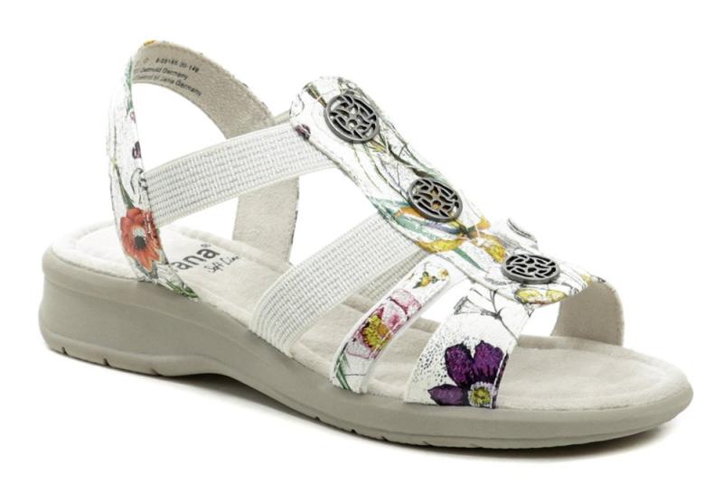 Jana 8-28165-20 bílý květ dámské sandály šíře H Jana