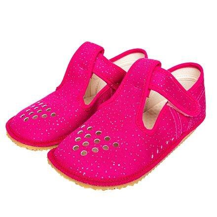 BEDA s.r.o. Dětské barefootové textilní papuče na suchý zip Beda - růžová BEDA s.r.o.
