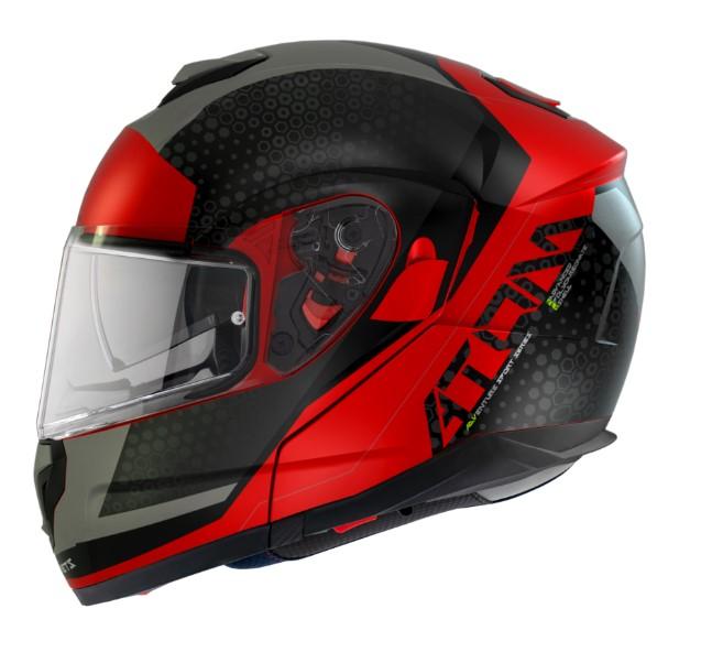 MT Helmets Atom SV Adventure A5 černo-šedo-červená Mt Helmets