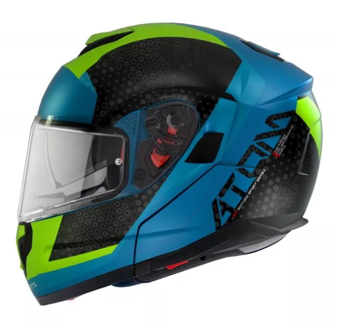 MT Helmets Atom SV Adventure A7 černo-zeleno-modrá Mt Helmets