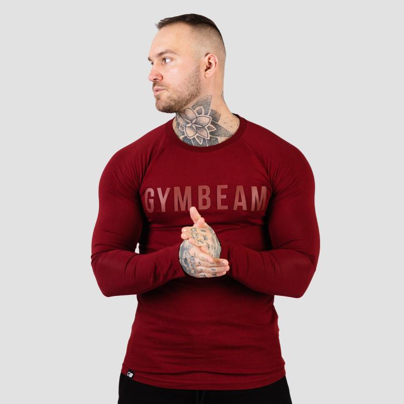 GymBeam Tričko s dlouhým rukávem FIT Burgundy GymBeam