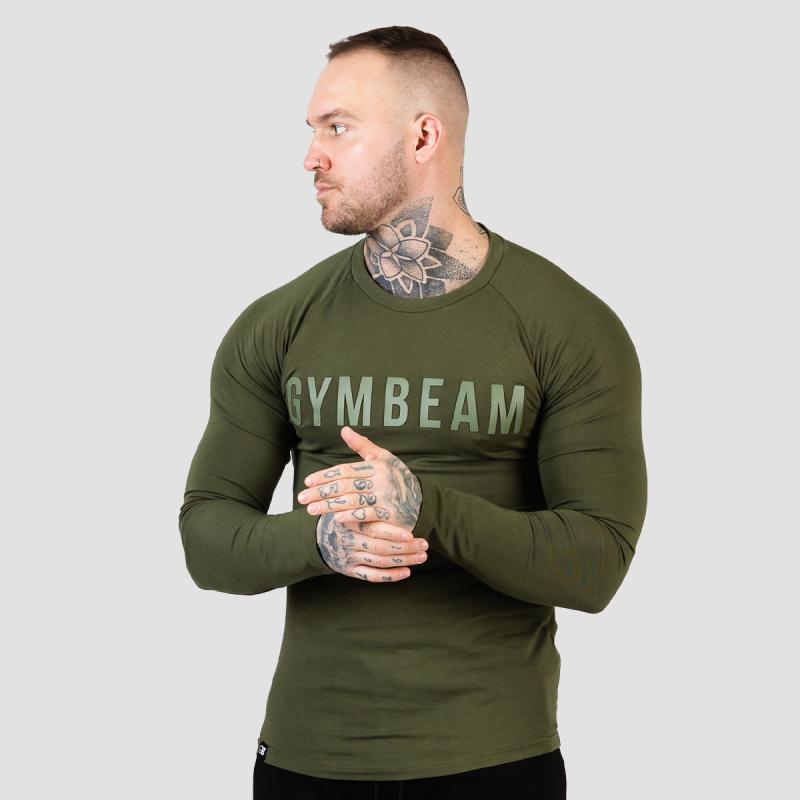 GymBeam Tričko s dlouhým rukávem FIT Military Green GymBeam