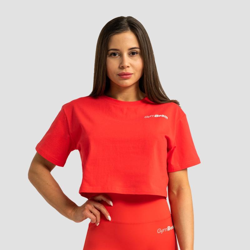 GymBeam Dámské tričko Cropped Limitless Hot Red GymBeam