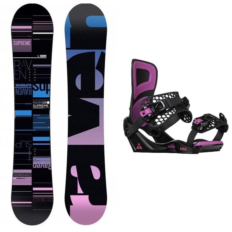 Raven Supreme black dámský snowboard + Gravity Rise black/purple vázání Raven