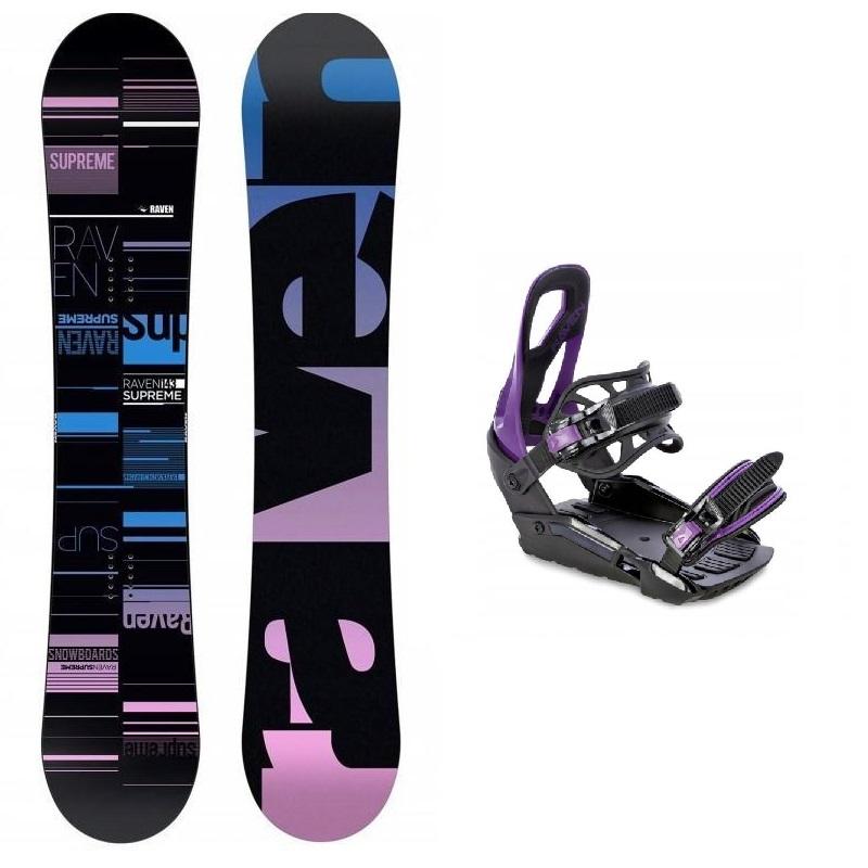 Raven Supreme black dámský snowboard + Raven S230 Black/violet vázání Raven