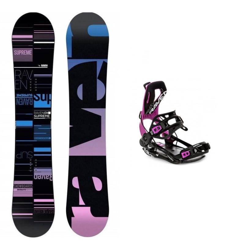 Raven Supreme black dámský snowboard + Raven FT360 black/fuchsia vázání Raven