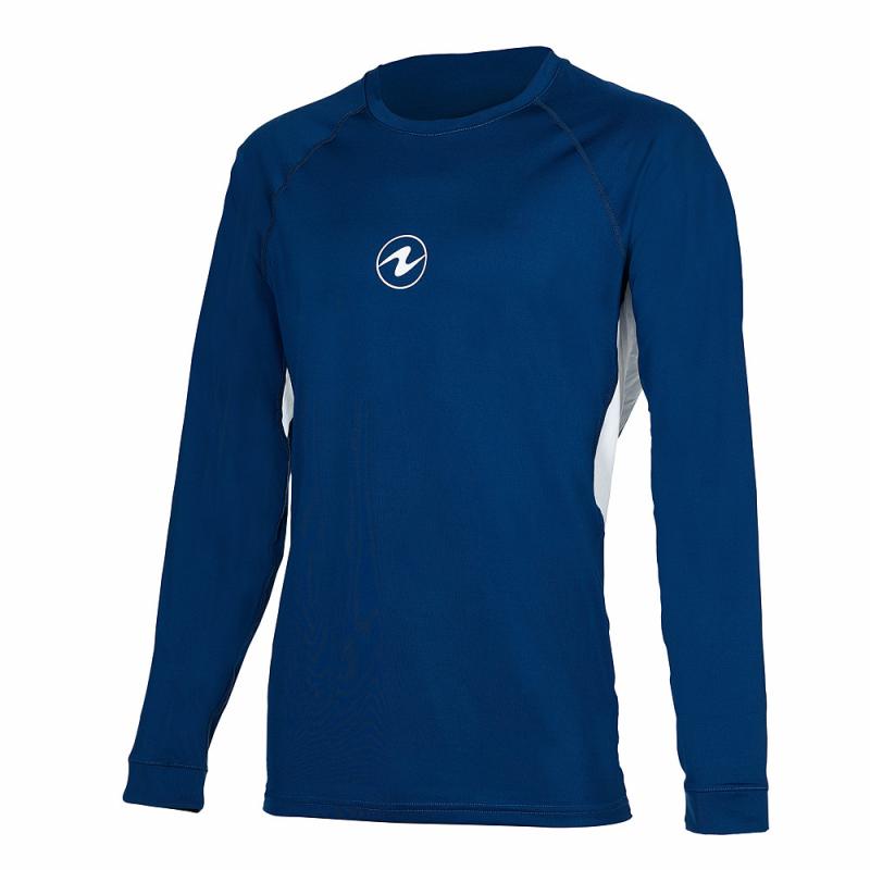 Aqualung Pánské lycrové triko Aqua Lung LOOSE FIT modrá/bílá dlouhý rukáv Aqualung