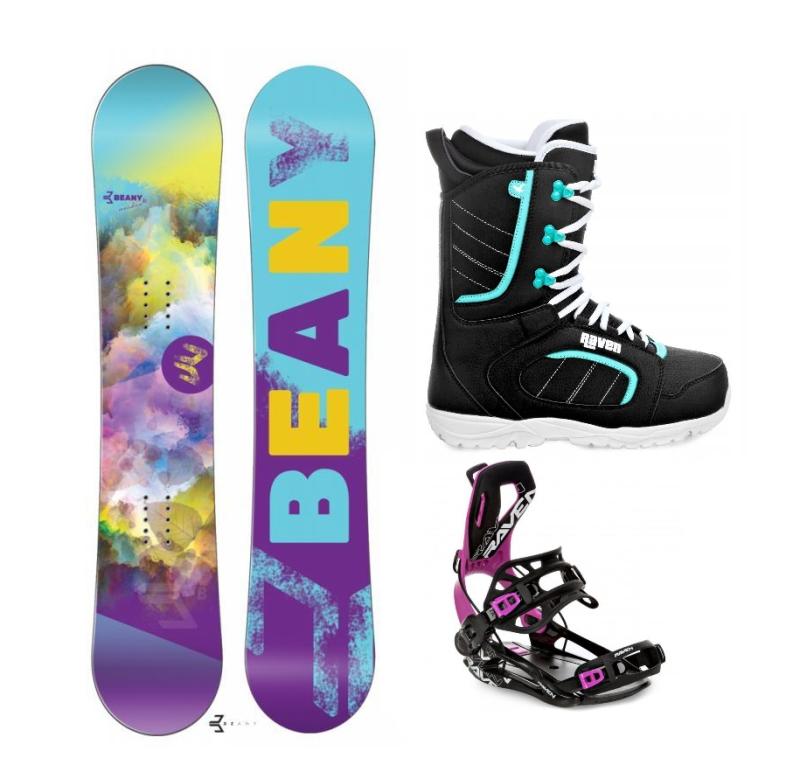 Beany Meadow snowboard + Raven Fastec FT360 black/fuchsia + Raven Diva black/mint boty Beany
