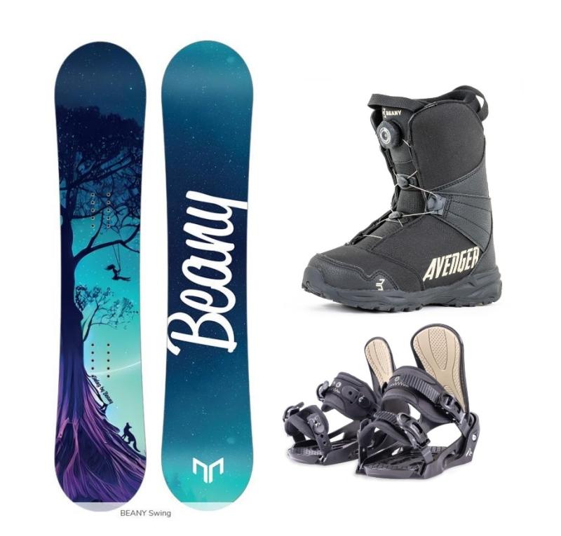 Beany Swing dětský/juniorský snowboard + Beany Junior vázání + Beany Avenger BS Beany