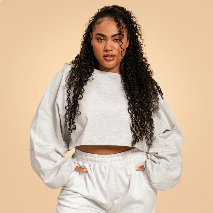 BeastPink Dámská mikina Cropped Bliss Grey GymBeam