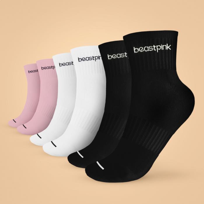 BeastPink Ponožky Midhigh 3Pack White Black Pink GymBeam