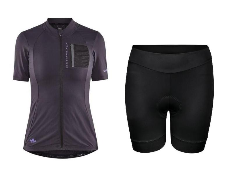 Craft ADV Offroad W 1910581 cyklodres - šedá + Force CHARM LADY černé cyklokraťasy CRAFT
