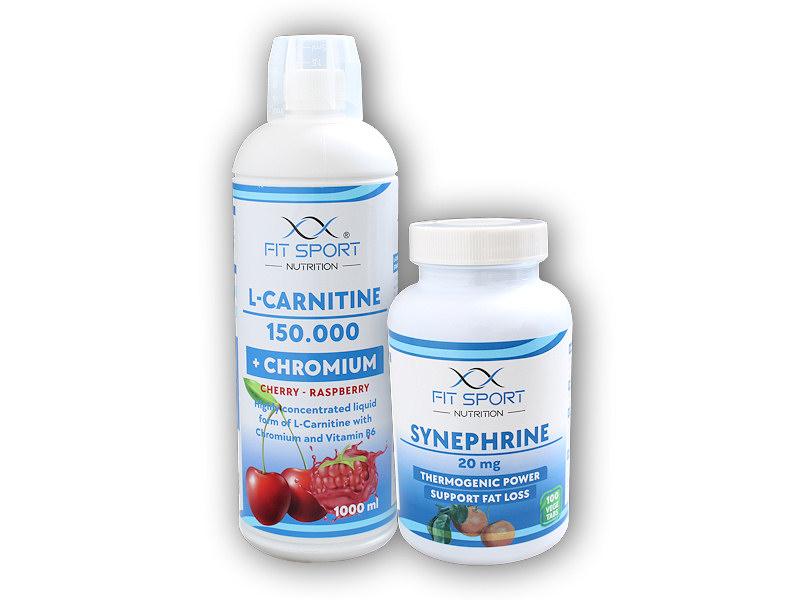FitSport Nutrition L-Carnitine 150000 + Chromium l000ml + Synephrine 20mg 100 vege caps Fitsport