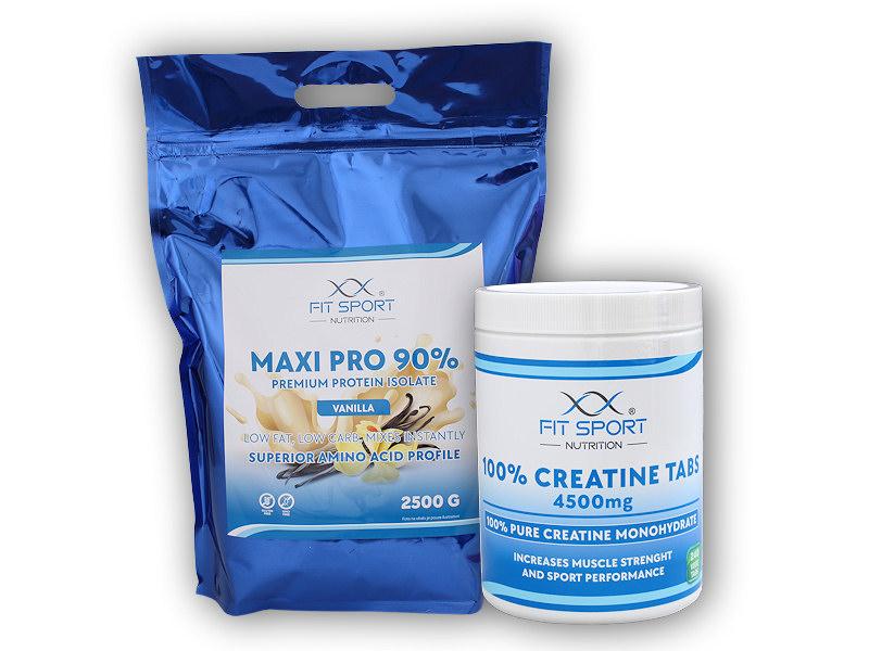 FitSport Nutrition Maxi Pro 90% 2500g + 100% Creatine Tabs 4500mg 240 vege tabs Fitsport