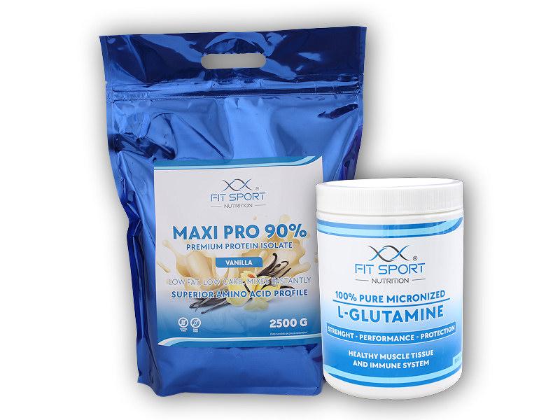 FitSport Nutrition Maxi Pro 90% 2500g + 100% Pure L-Glutamine 550g Micronized Fitsport
