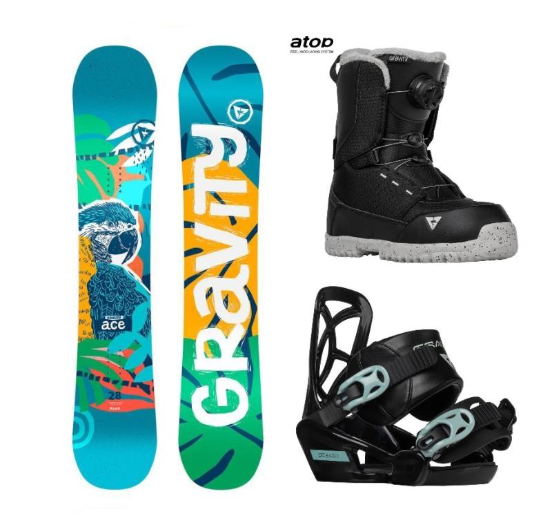 Gravity Ace dětský snowboard + Gravity Cosmo vázání + Gravity Micro Lite Atop boty Gravity