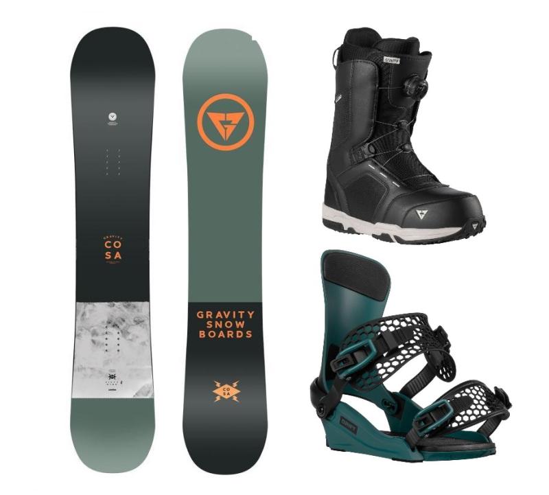 Gravity Cosa 24/25 snowboard + Gravity Drift steel green vázání + Gravity Recon Atop black boty Gravity